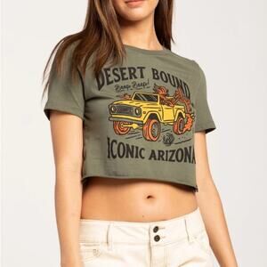 💐Spring Sale💐 Iconic Arizona Desert Bound Olive Green Crop Top